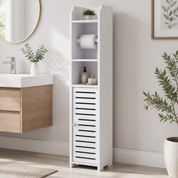 Bathroom Cabinet Toilet Roll Holder Tissue Storage Organizer 3 Tier Floor White