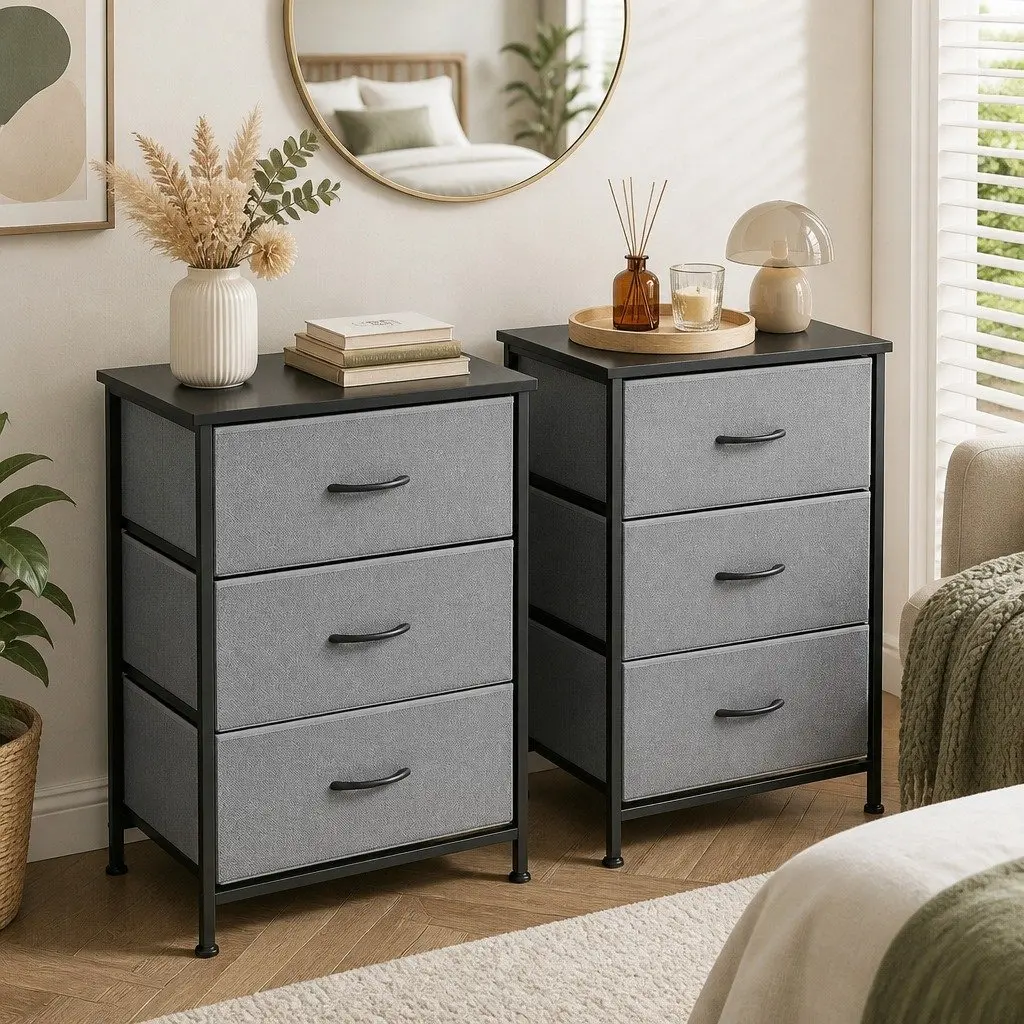 2 Black Chests of Drawers