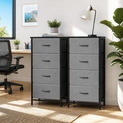 Chest of 4 Drawers Storage Dresser Tallboy Grey Black Bedroom Furniture Set 2
