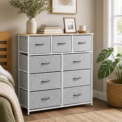 Your Perfect Storage Companion: 9 Drawer Chest in Light Grey