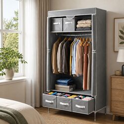Friendly Grey Portable Wardrobe for Your Home Needs