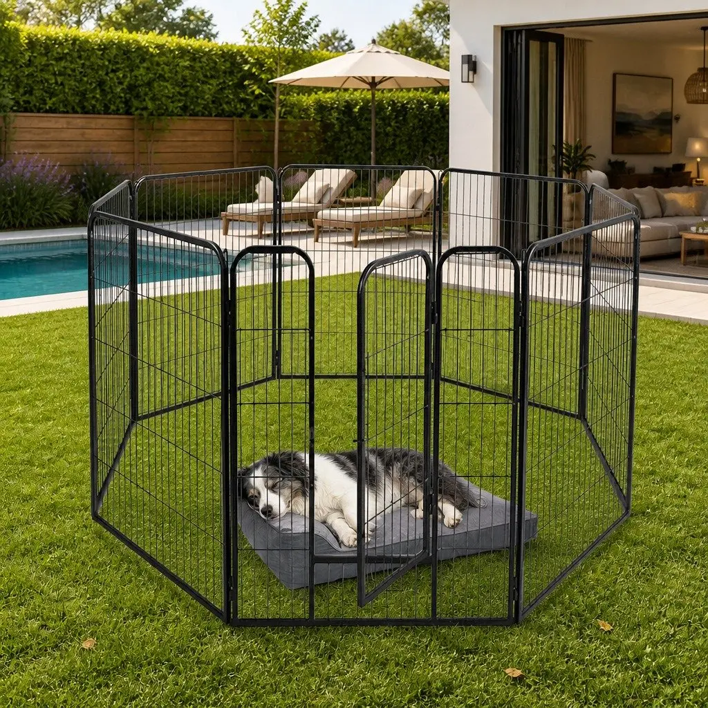 8 Panel Pet Playpen Portable Foldable Size for Dogs Puppies Small Pets