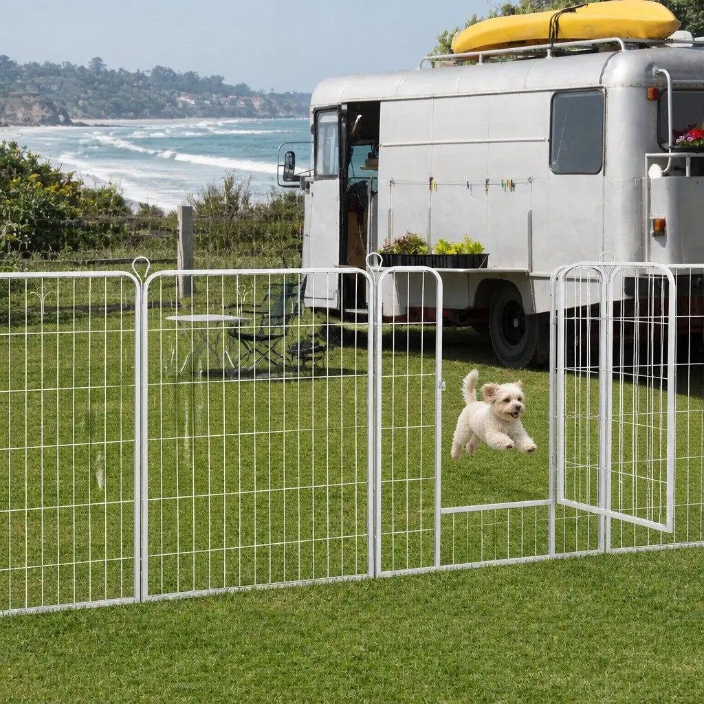 Pet Dog Playpen 8 Panel Step Through Door Foldable Portable Puppy Enclosure