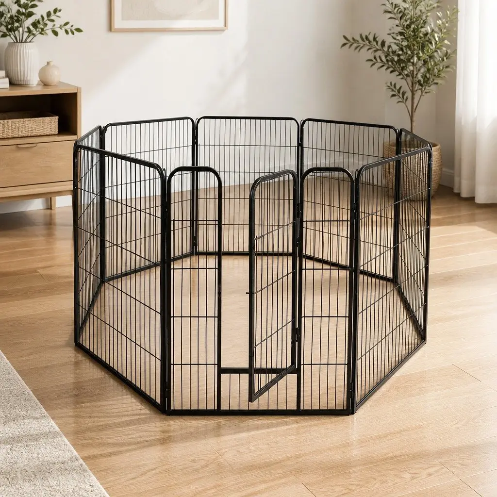 8 Panel Pet Dog Playpen Exercise Pen Puppy Enclosure Foldable Portable Black