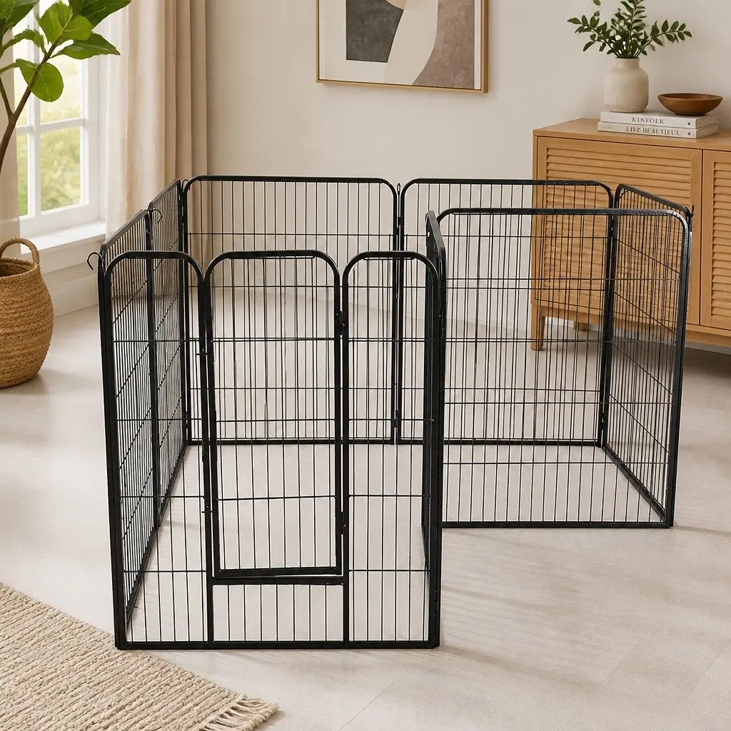 8 Panel Pet Dog Playpen Exercise Pen Puppy Enclosure Foldable Portable Black