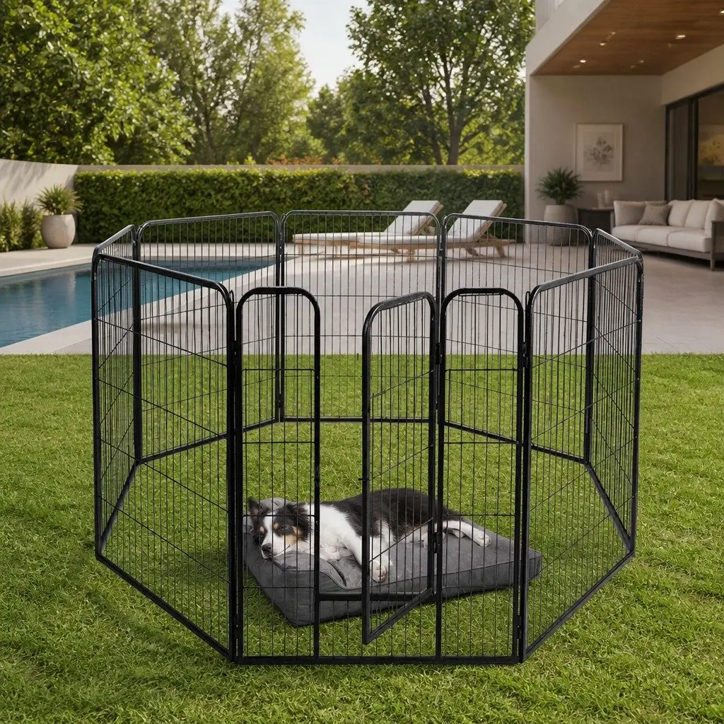 8 Panel Pet Dog Playpen Exercise Pen Puppy Enclosure Foldable Portable Black