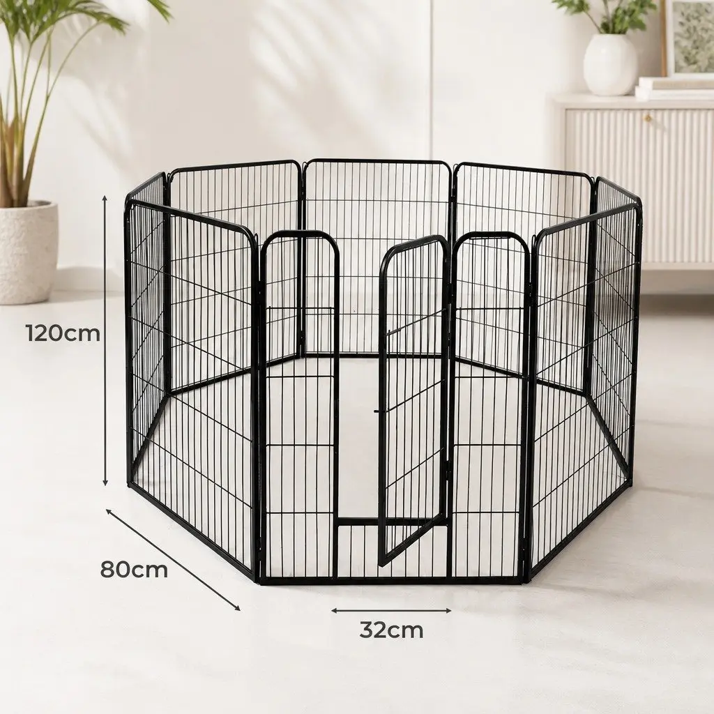 8 Panel Pet Playpen Portable Foldable Gate 80cm Wide x 60cm 80cm 100cm 120cm High
