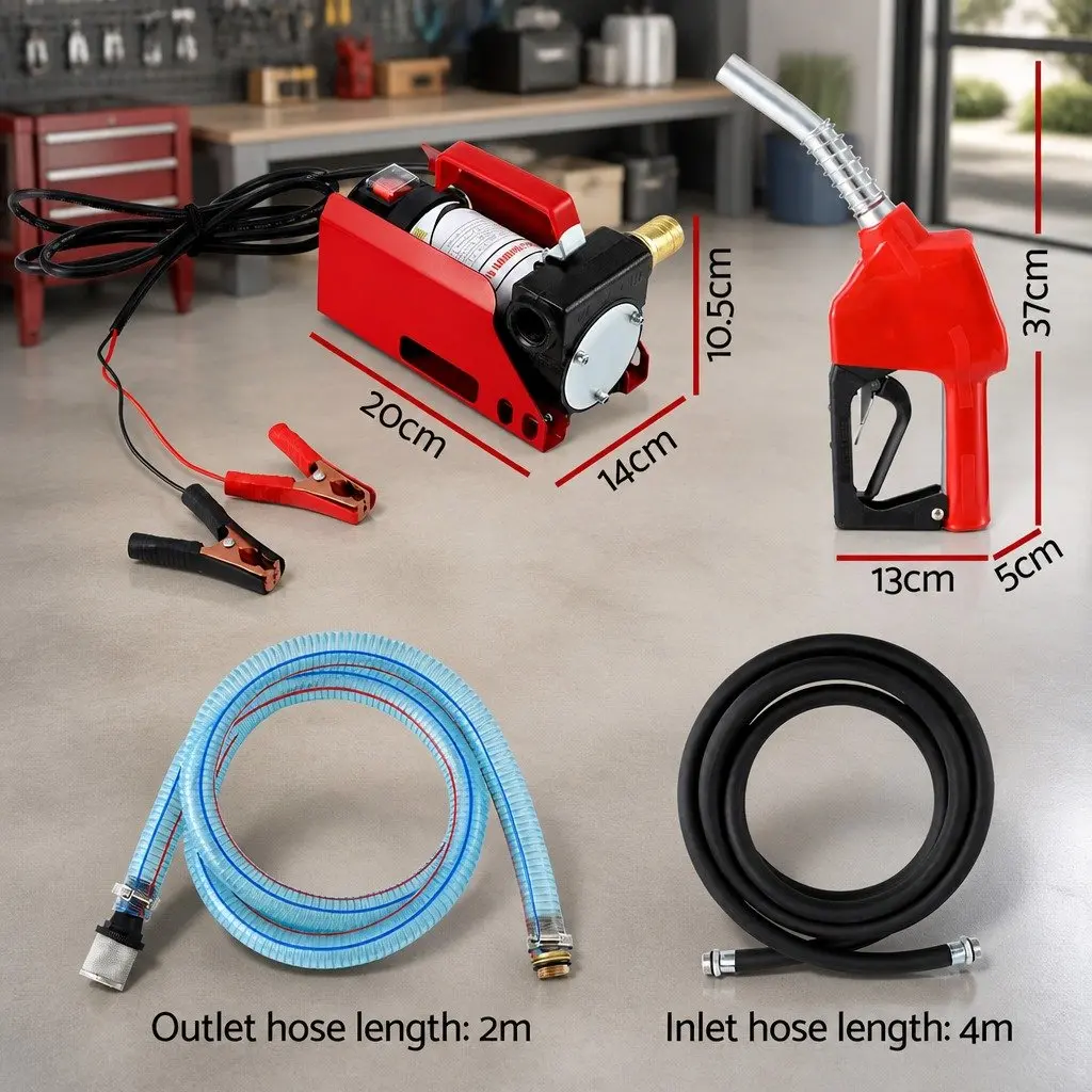 Electric Fuel Transfer Pump 12V DC 40L/Min Diesel Oil Kerosene Auto Nozzle Hose