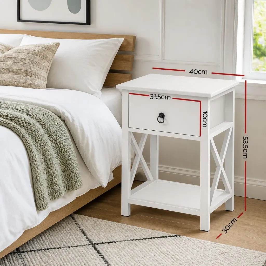 Bedside Table with Drawer and Shelf