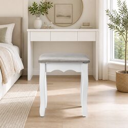 Your Cozy Dressing Table Stool in Velvet Grey