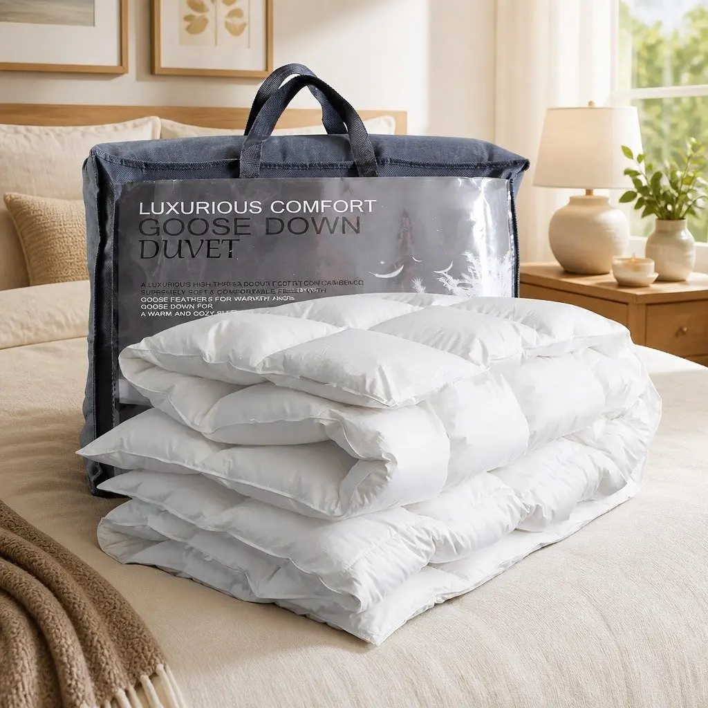 Duck Down Feather Quilt Super King 200GSM Lightweight Breathable Bedding Doona