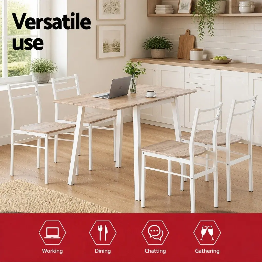 Dining Table and Chairs Set Foldable Space-Saving 5 Piece
