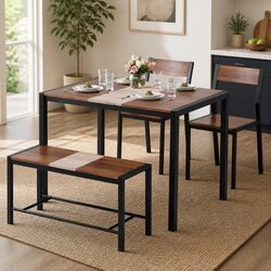 Dining Table and Chairs Set of 4 with Bench Kitchen Furniture Space-Saving