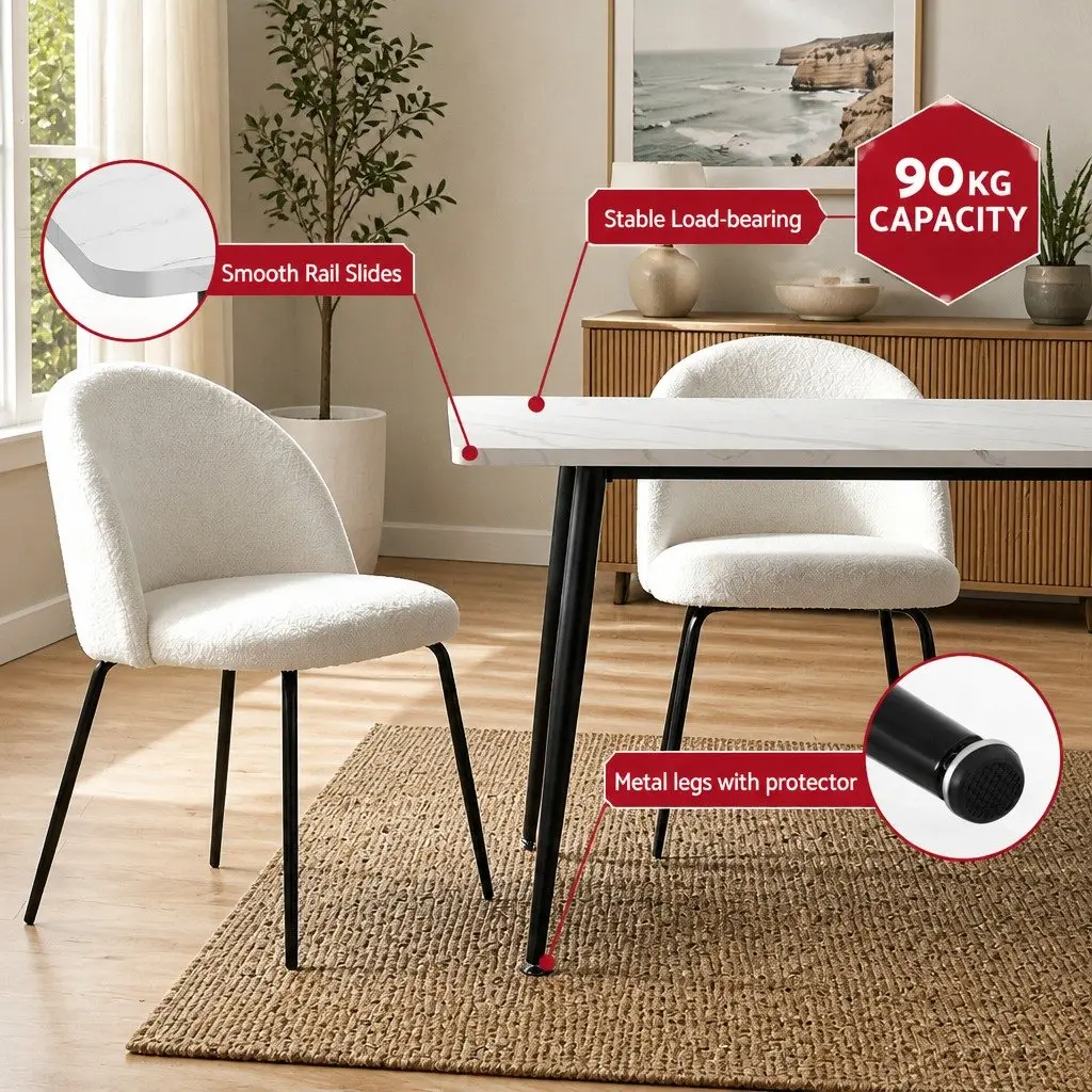 Dining Table and 4 Chairs Set White Marble Effect Kitchen Furniture Easy