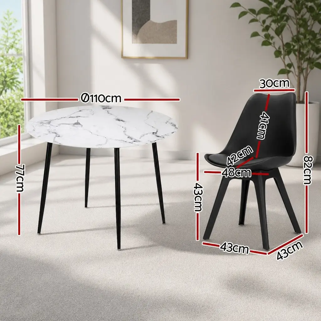 Round Marble Dining Table & 4 Chairs