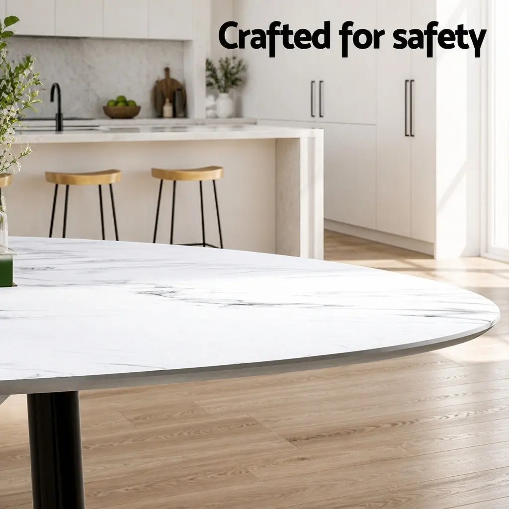 Dining Set Round Marble White Modern 5 Piece