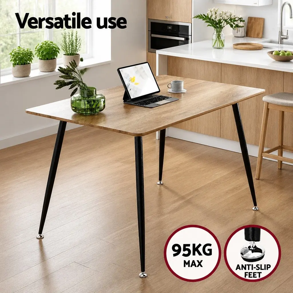 Dining Set Industrial Style Rectangle Table with Metal Legs and 4 Cushioned Chairs