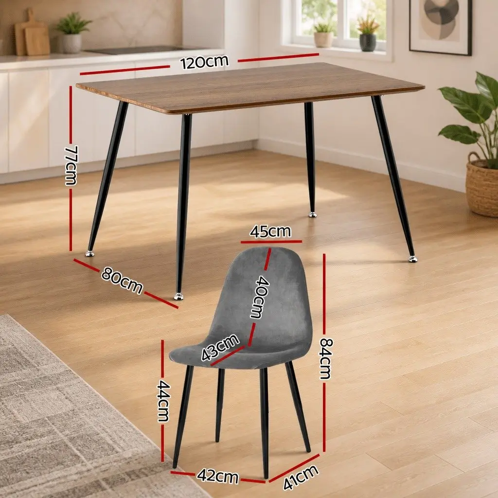 Dining Set Industrial Style 5 Piece MDF Tabletop Metal Legs Grey Oak