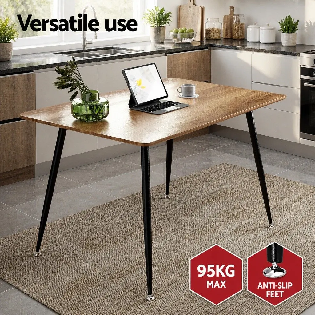 Dining Set Industrial Style Grey Velvet Chairs 120cm x 80cm