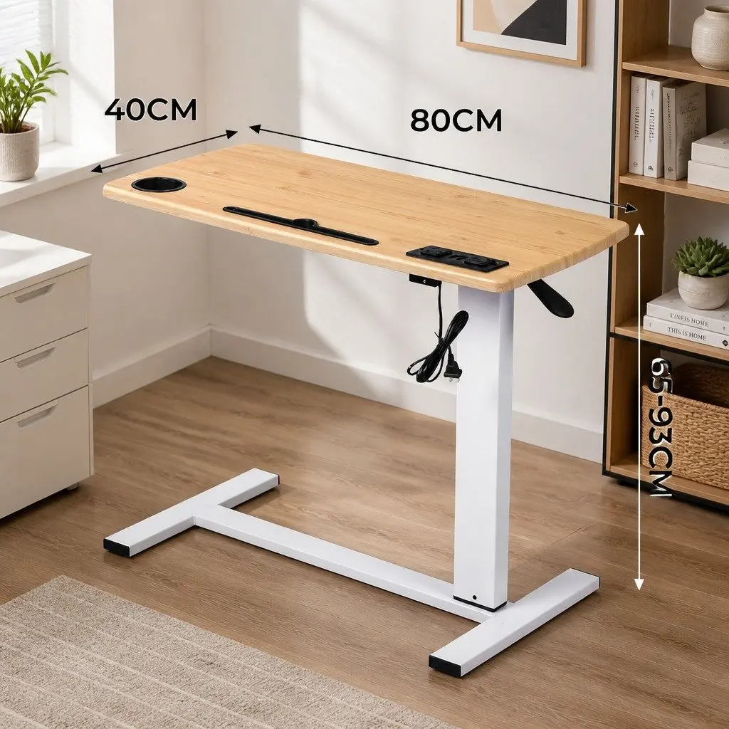 Standing Desk Height Adjustable Gas Lift Tablet Groove Power USB Oak