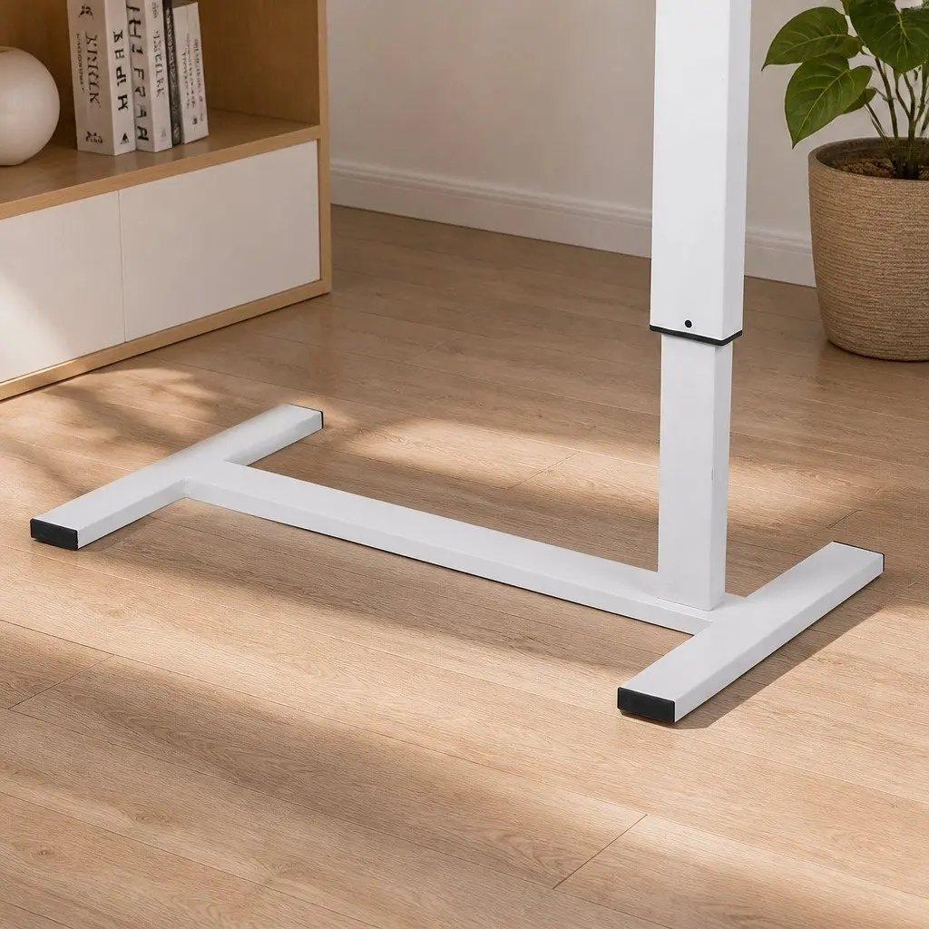 Height Adjustable Standing Desk White 65-93cm Gas Lift Home Office Table with Power Points USB Ports and Tablet Groove
