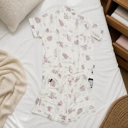 Kids Bamboo Fiber Cotton Pajama Set with Pinecone Space Design