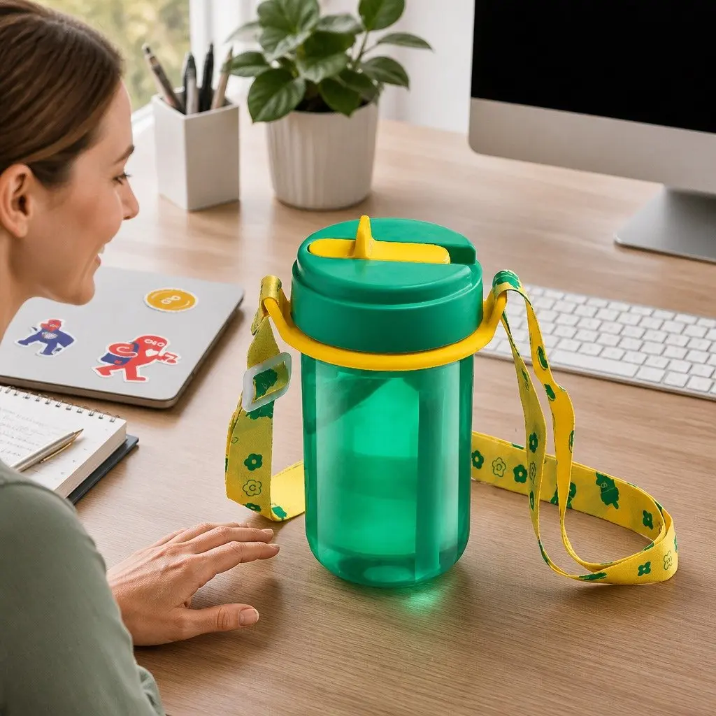 Coffee Cup Carrier Hands-Free Beverage Holder Yellow for Kids and Adults