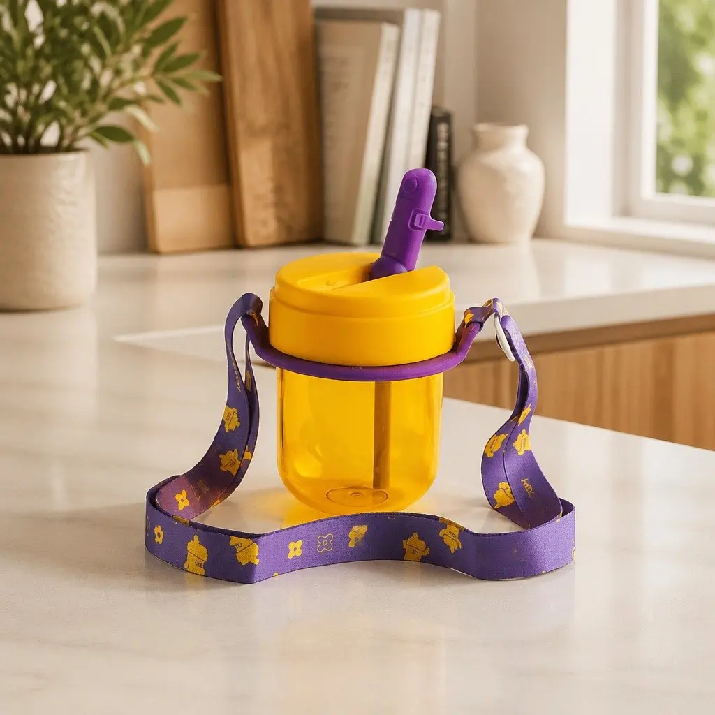 Coffee Cup Carrier Hands-Free Beverage Holder Yellow for Kids and Adults