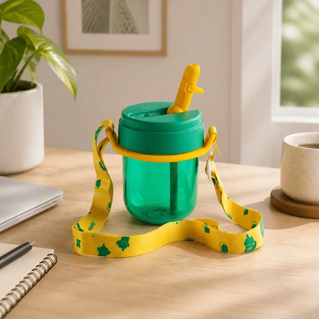 Coffee Cup Carrier Hands-Free Beverage Holder Yellow for Kids and Adults
