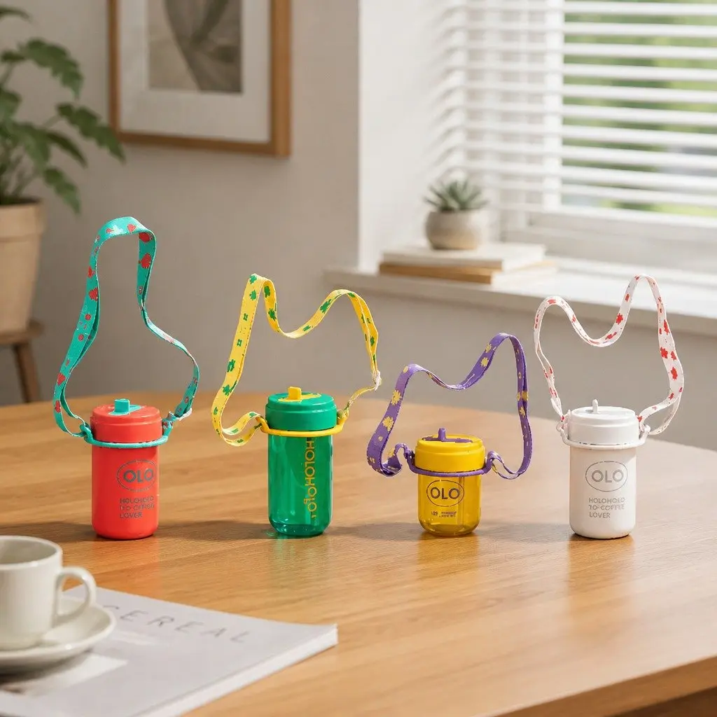 Coffee Cup Carrier Hands-Free Beverage Holder Yellow for Kids and Adults