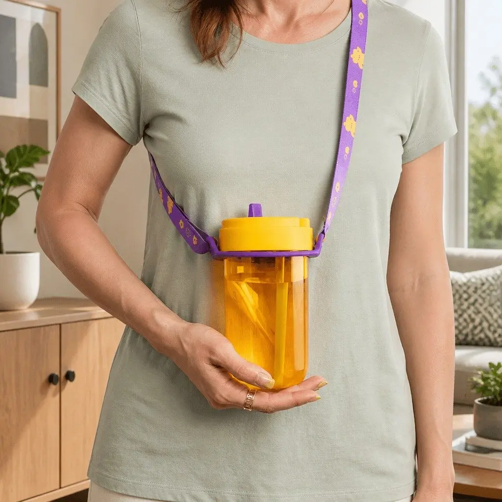 Coffee Cup Strap Holder White Portable Beverage Accessory
