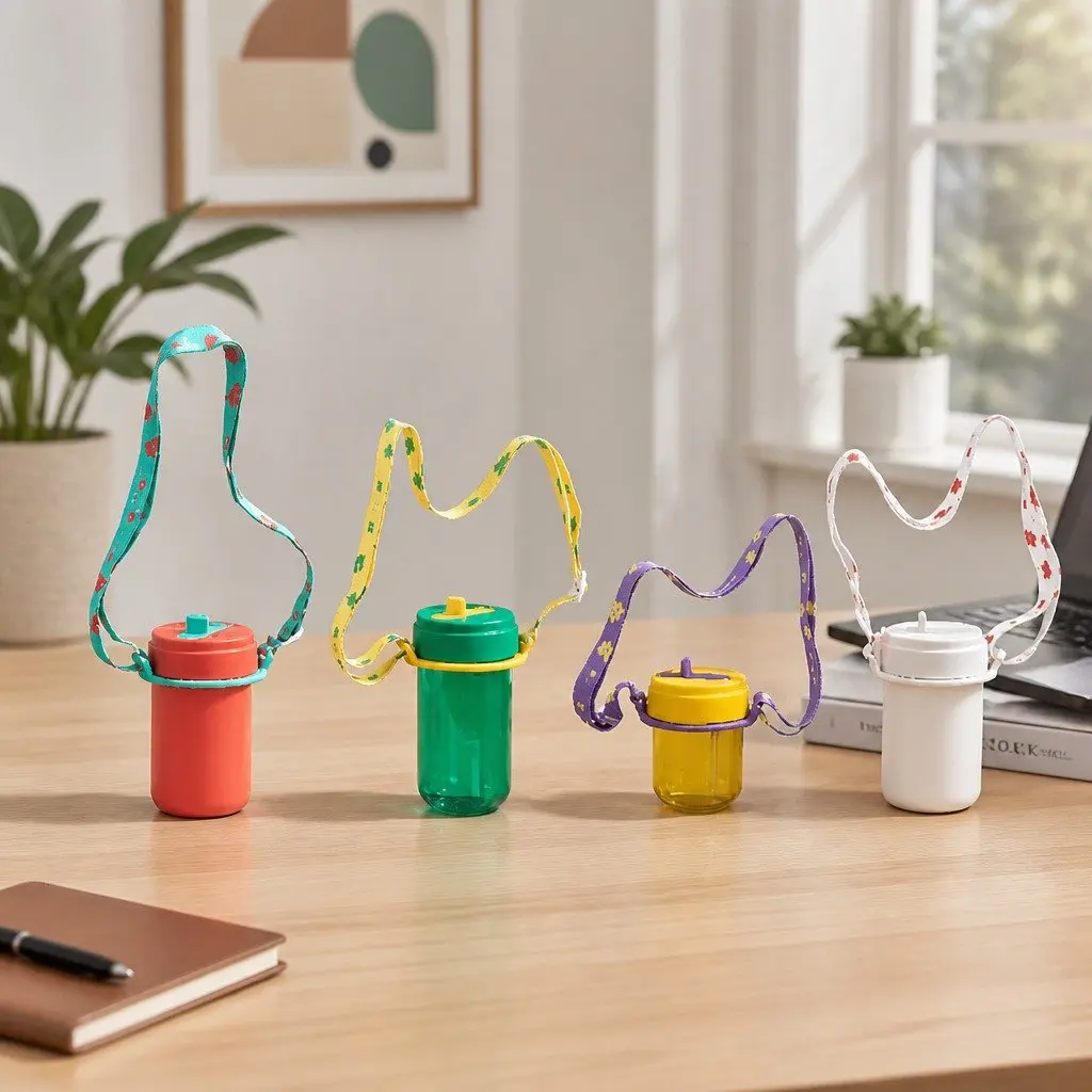 Coffee Cup Strap Holder White Portable Beverage Accessory
