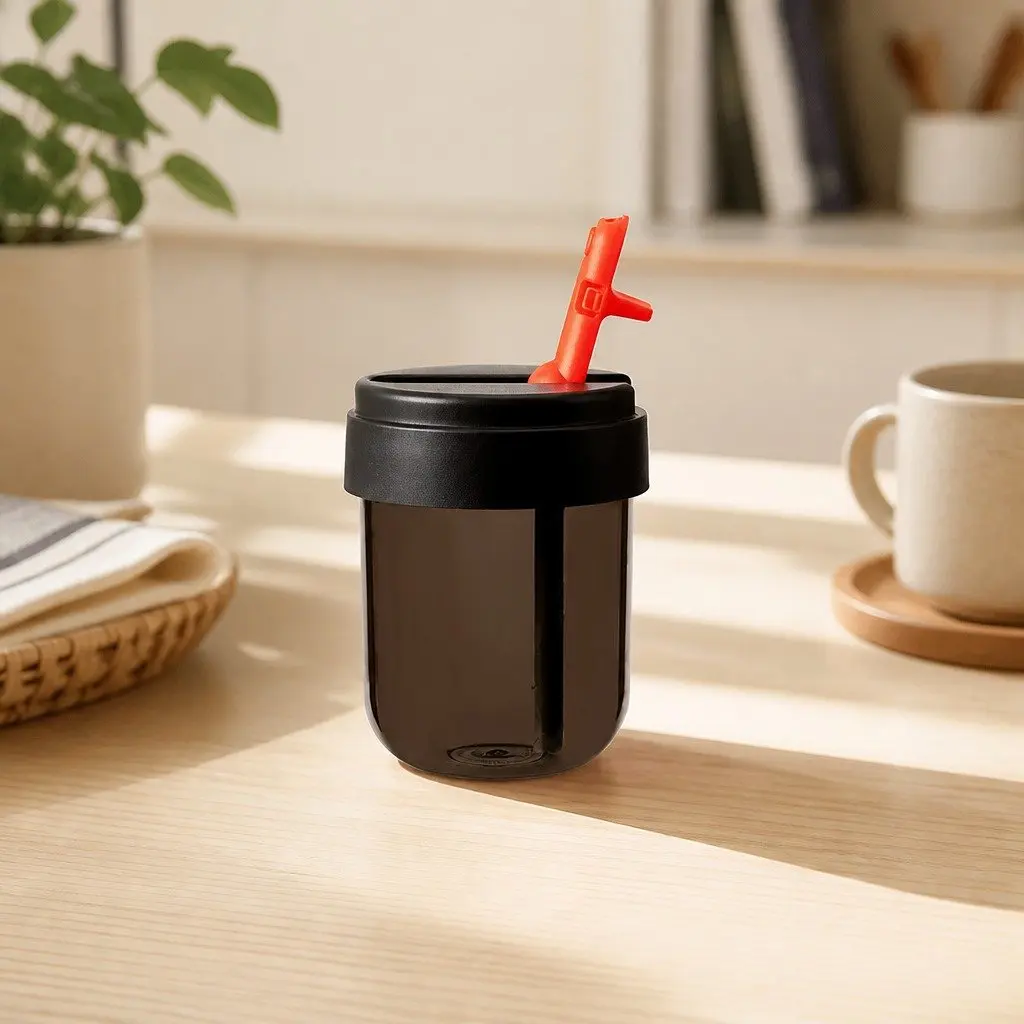 Reusable Coffee Cup with Straw Grey 300ml Heat-Resistant Durable Drinkware