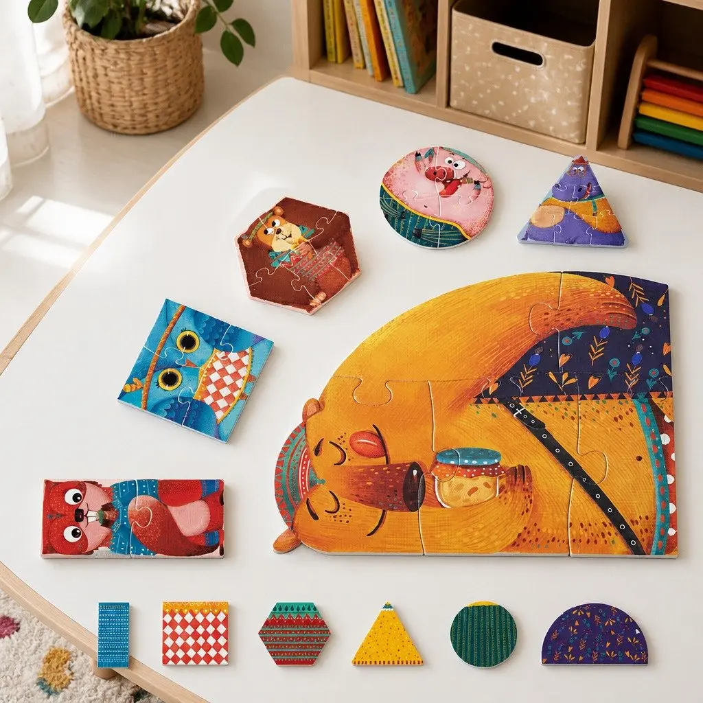 Puzzles Shape Animals Educational Toy 6 Designs for Kids