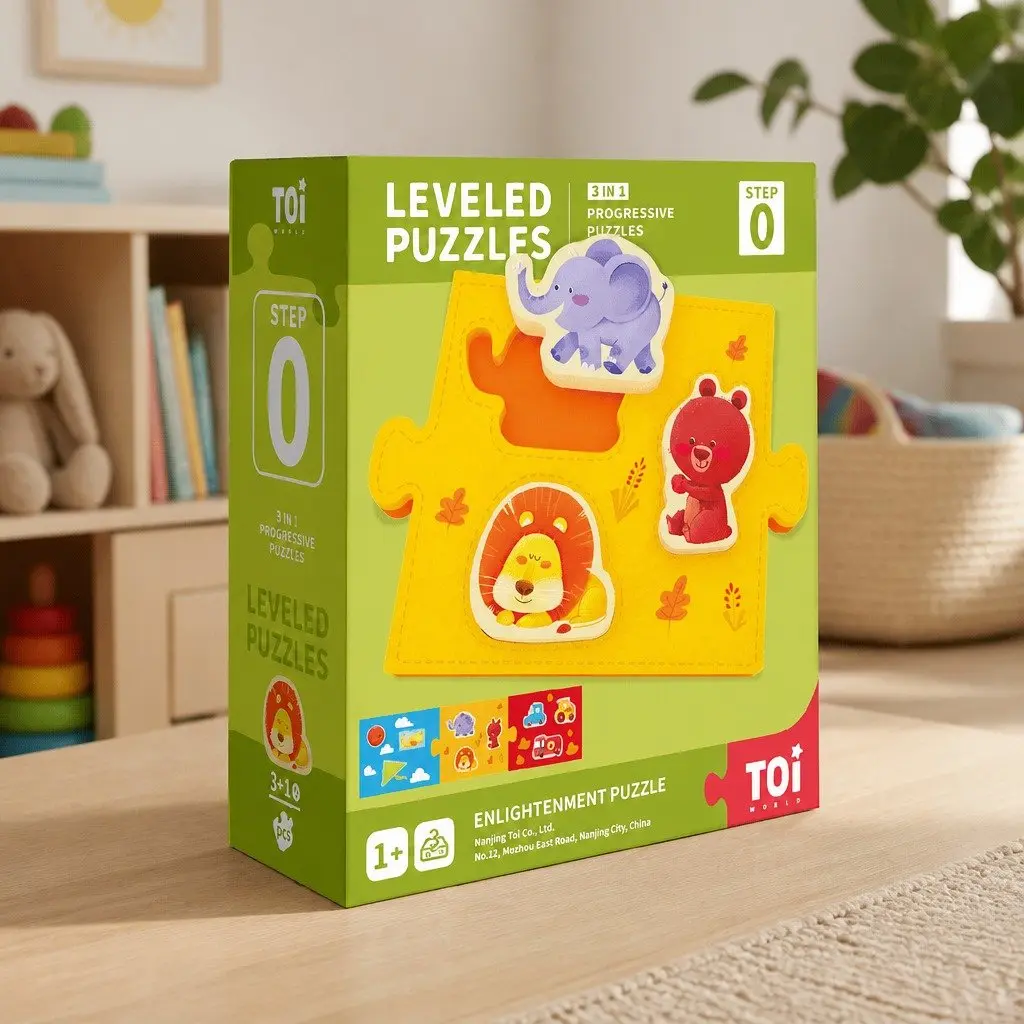 Wooden Puzzle Felt Board Educational Toy Step 0 for Toddlers Ages 1+ 3 Felt Boards 9 Pieces