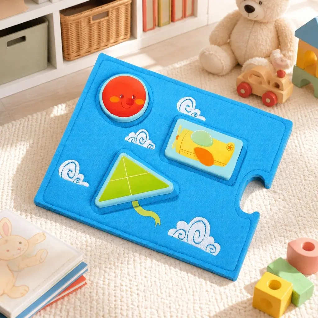 Wooden Puzzle Felt Board Educational Toy Step 0 for Toddlers Ages 1+ 3 Felt Boards 9 Pieces