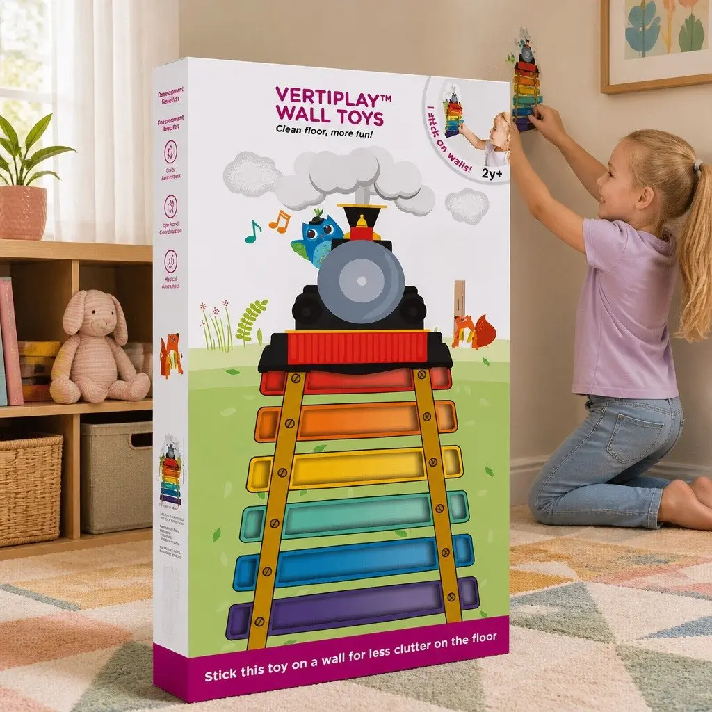 Wall-Mounted Musical Toy Rail Track Xylophone for Toddlers Educational 6.5in x 12.2in