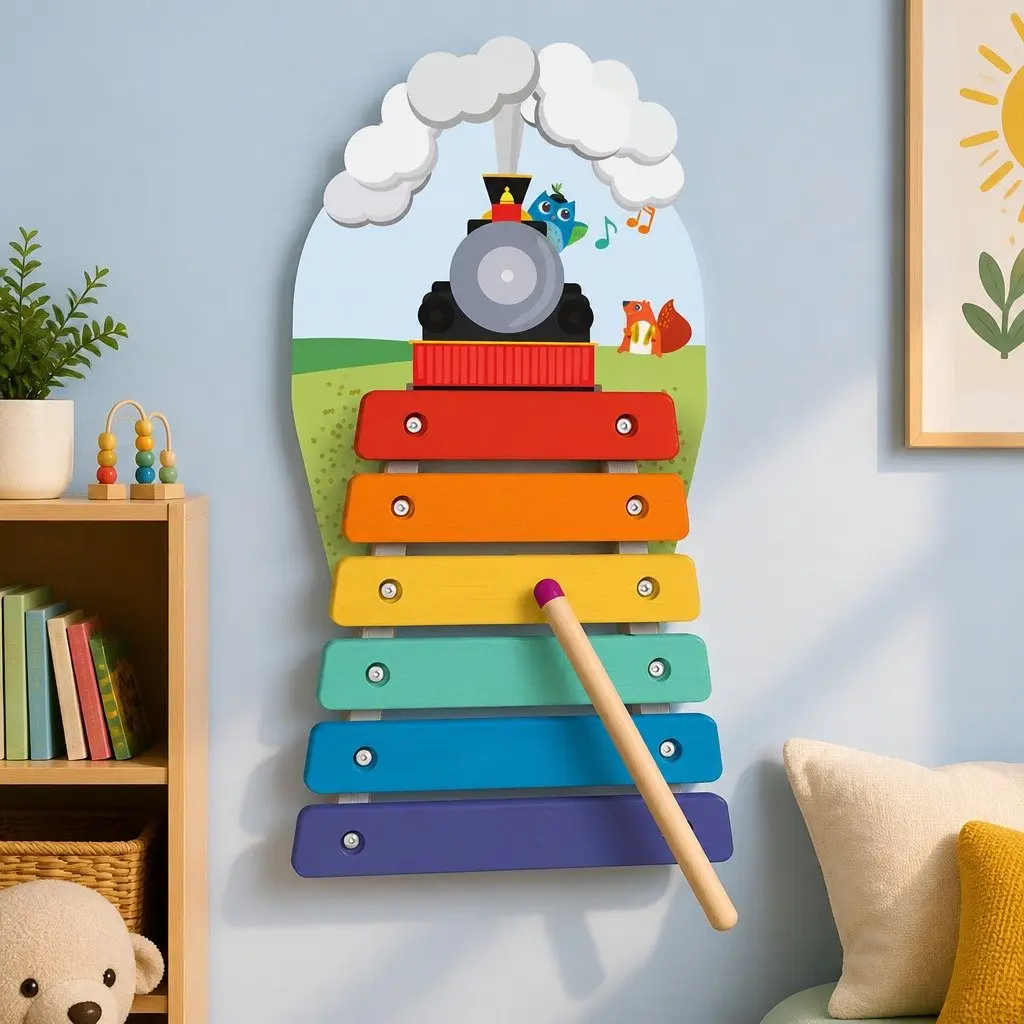 Wall-Mounted Musical Toy Rail Track Xylophone for Toddlers Educational 6.5in x 12.2in
