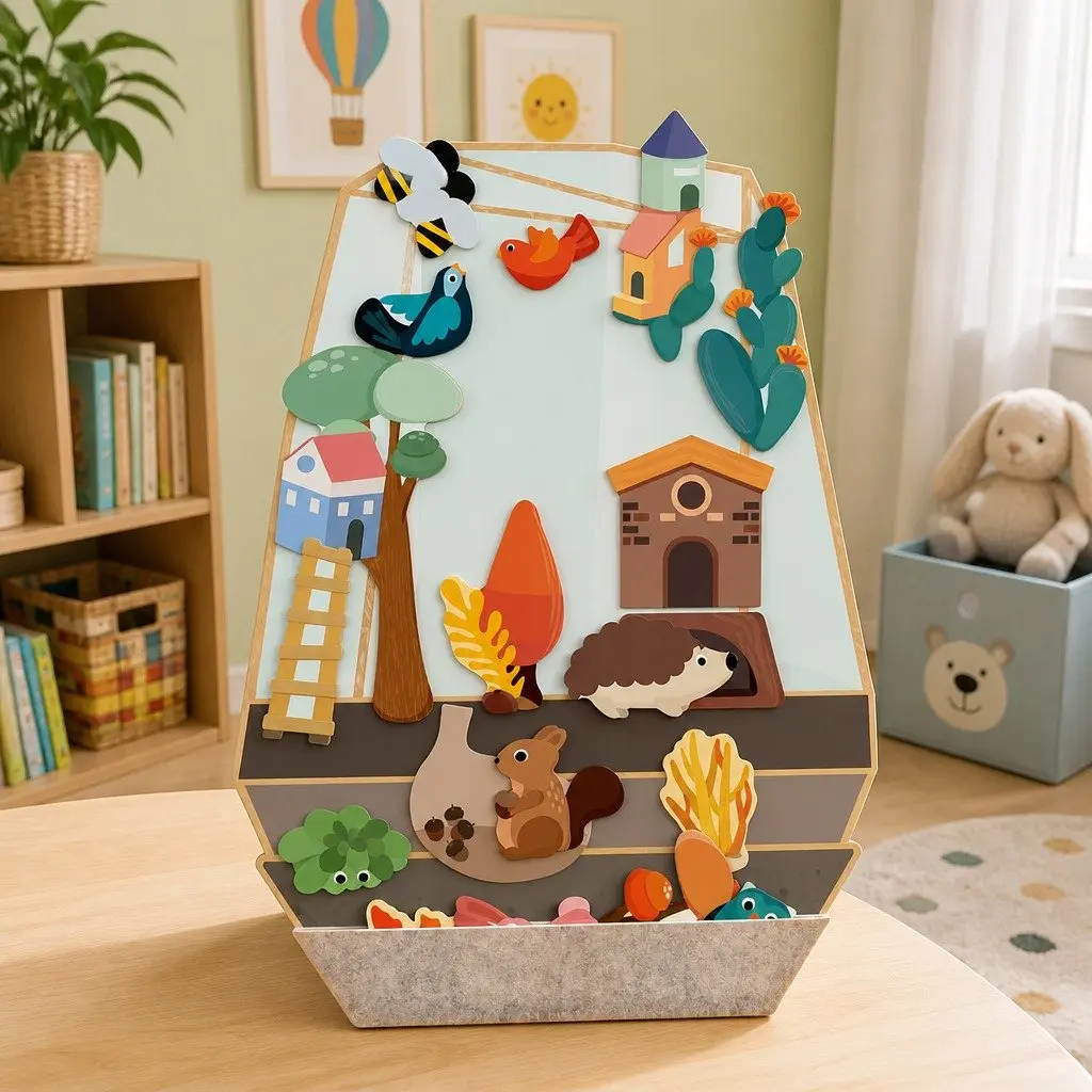 Magnetic Toy Building Set Garden Theme Wall Mounted Educational Play 27 Piece