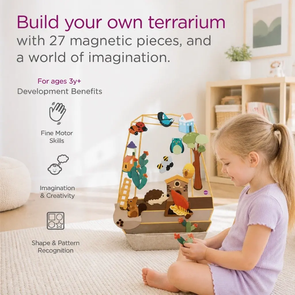 Magnetic Toy Building Set Garden Theme Wall Mounted Educational Play 27 Piece