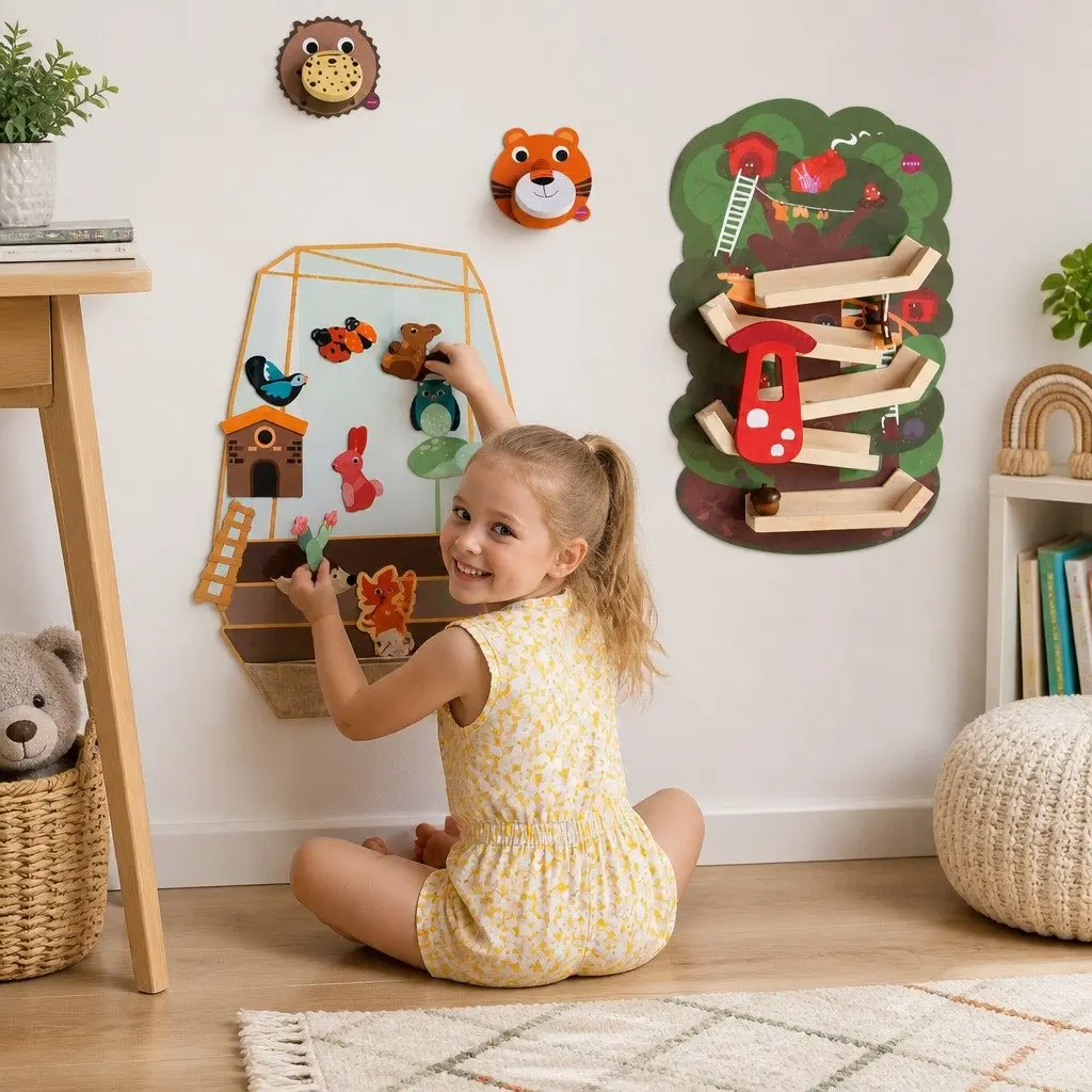 Magnetic Toy Building Set Garden Theme Wall Mounted Educational Play 27 Piece