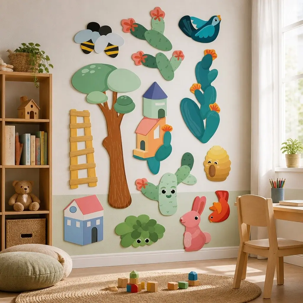 Magnetic Toy Building Set Garden Theme Wall Mounted Educational Play 27 Piece