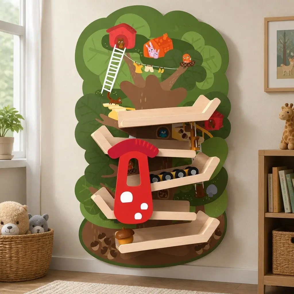 Wooden Ramp Toy Wall-Mounted Caterpillar Tree Top Adventure 28cm x 45cm