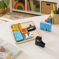 Friendly Wooden Animal Puzzle for Interactive Play