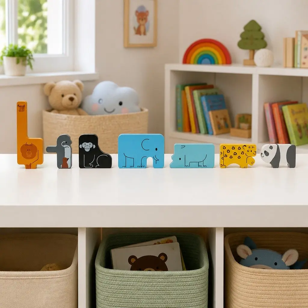 Wooden Animal Puzzle Game Seven Figures 17.2 cm