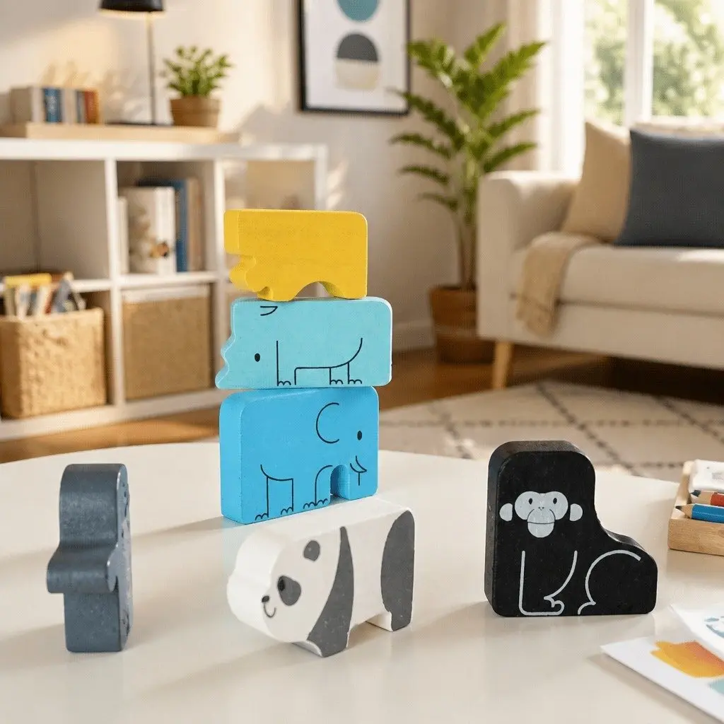 Wooden Animal Puzzle Game Seven Figures 17.2 cm
