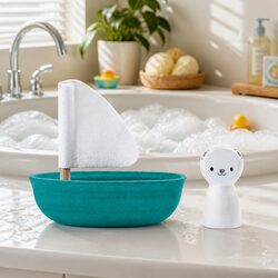 Friendly Wooden Sailing Boat Bath Toy for Kids