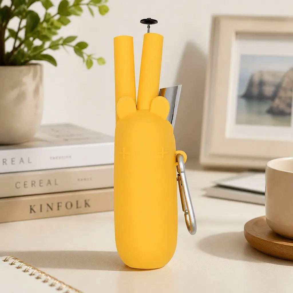 Reusable Extra Wide Bubble Tea Straw Set with Cleaner and Travel Case Yellow
