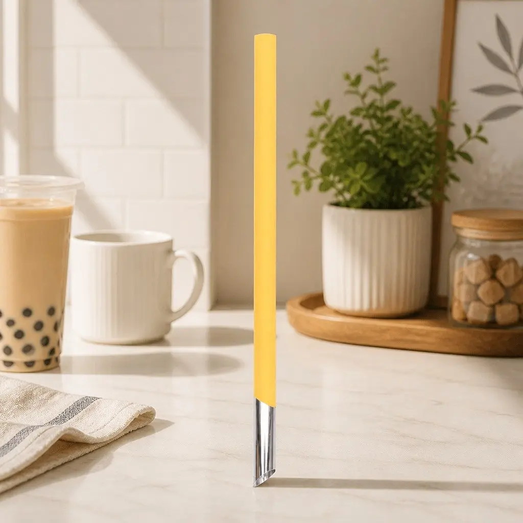 Reusable Bubble Tea Straw Extra Wide with Travel Case Cleaner Carabiner