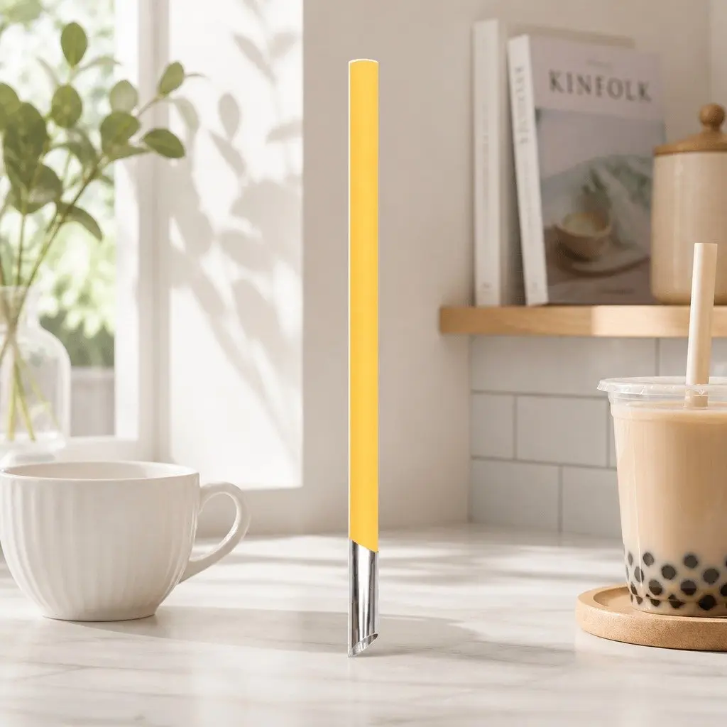 Reusable Bubble Tea Straw Extra-Wide Grey with Cleaner and Travel Case